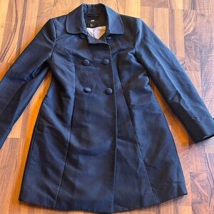 H&M Black Double-Breasted Women's Coat